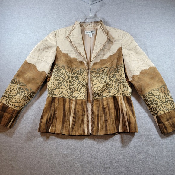 Coldwater Creek Jackets & Blazers - Coldwater Creek Artwear Blazer Womens P6 Good Western Faux Suede Floral Jacket